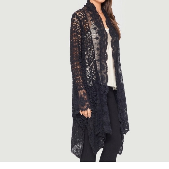 Johnny Was black boho lace cardigan jacket size large - Picture 3 of 12